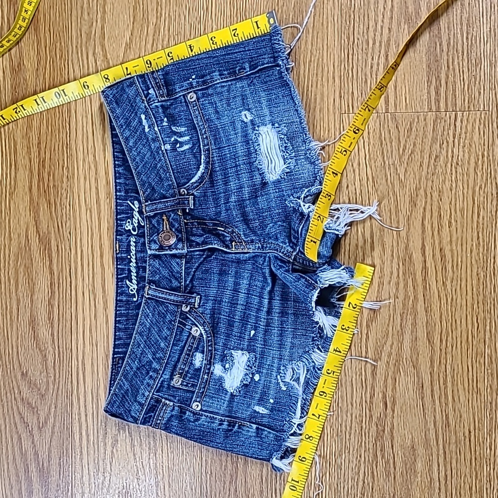 American Eagle Outfitters Women’s Dark Blue Distressed Denim Shorts